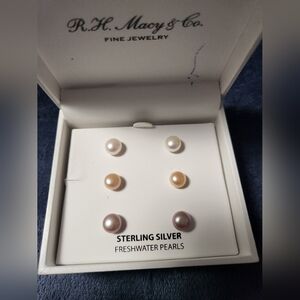MACY, STERLING SILVER, FRESHWATER PEARLS EARRINGS